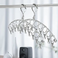 stainless steel clothes drying hanger windproof laundry rack foldable sock folding clothes underwear socks holder towel clip
