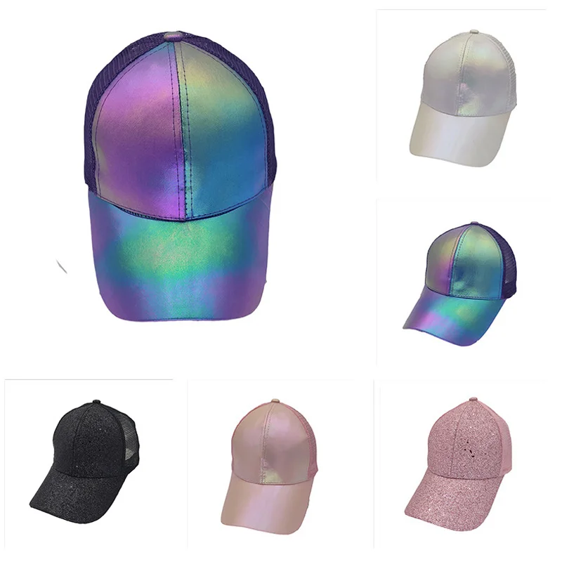 2022 New Hat Sequins Glow American Fashion Hip Hop Adjustable Baseball Cap Men And Women's Washed Cowboy Cap Soft Top CP033