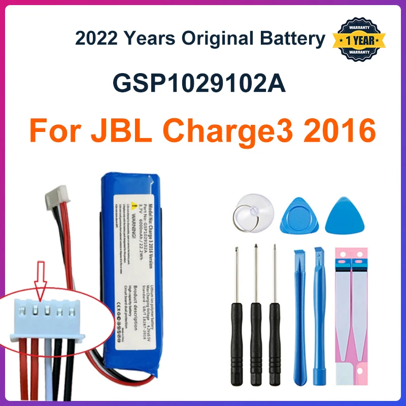 

Original GSP1029102A 6000mAh Replacement Battery For JBL Charge 3 2016 Version Charge 3 Speaker Batteries
