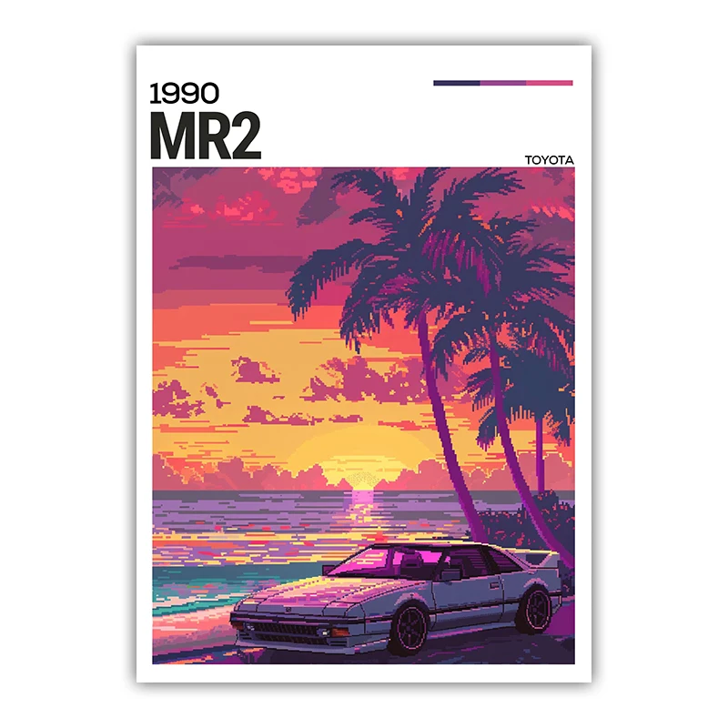 

Неоновый спортивный автомобиль AE86 M3 F40 Skyline E-type Famous Cars Плакат Уличные автомобили Холст Картина Настенная картина для декора домашнего офиса