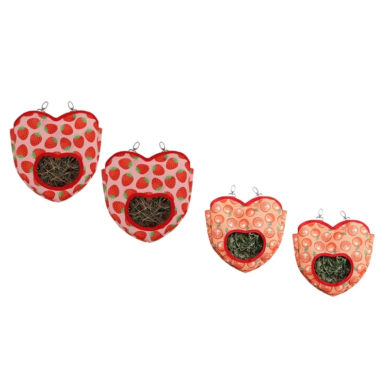 

2PCS Heart-Shape Hanging Bag Rabbit Feeding Bag Guinea Pig Hanging Bag Hanging Pouch Small Animals Feeder Holder A