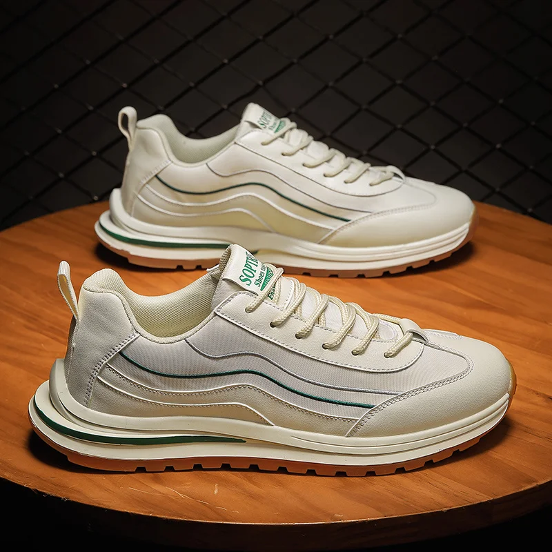 

Модные мужские повседневные уличные кроссовки на плоской подошве с нескользящей платформой из искусственной кожи