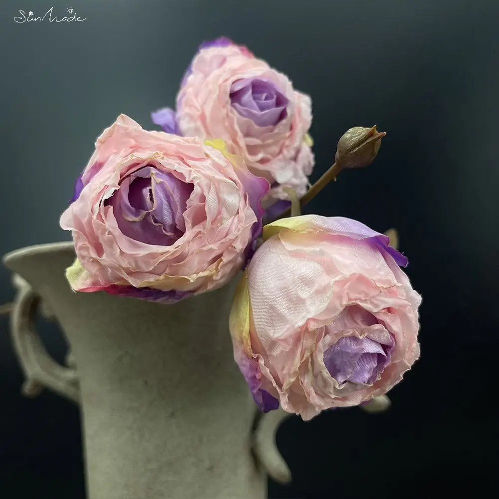 Искусственные розы SunMade, красные, шелковые, 3 штуки