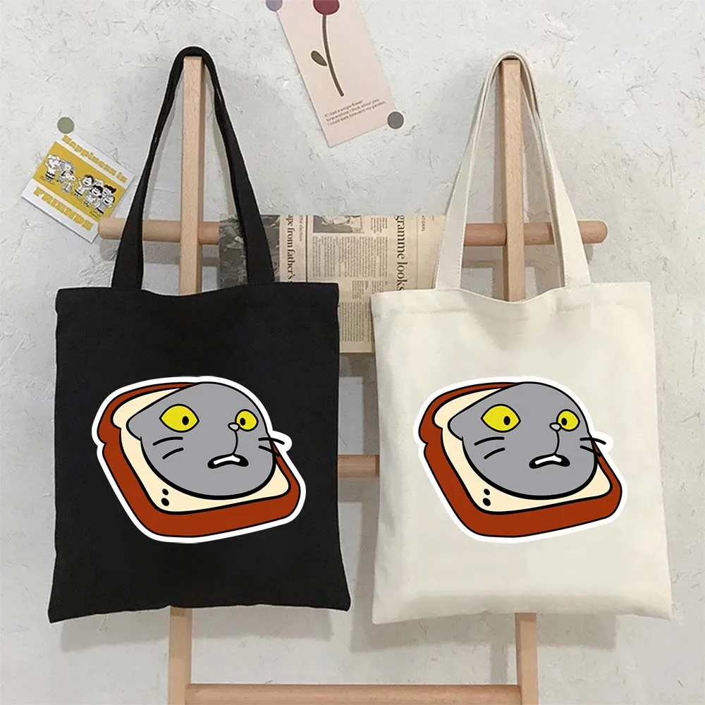 

Tote Bags for Women Cute InBread Cat Canvas Shopping Beach Bag Large Capacity Reusable Handbags