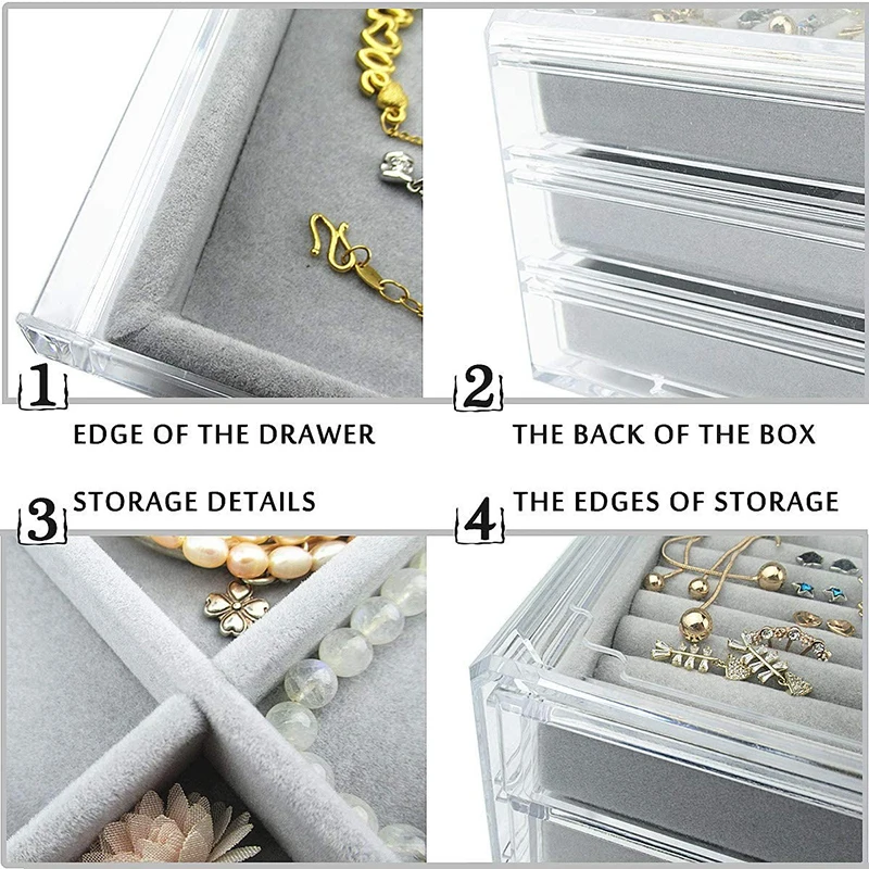 Transparent Acrylic Jewelry Storage Box Earrings Multi Layer Jewelry Earring Rings Necklaces Bracelets Display Case Women Gift