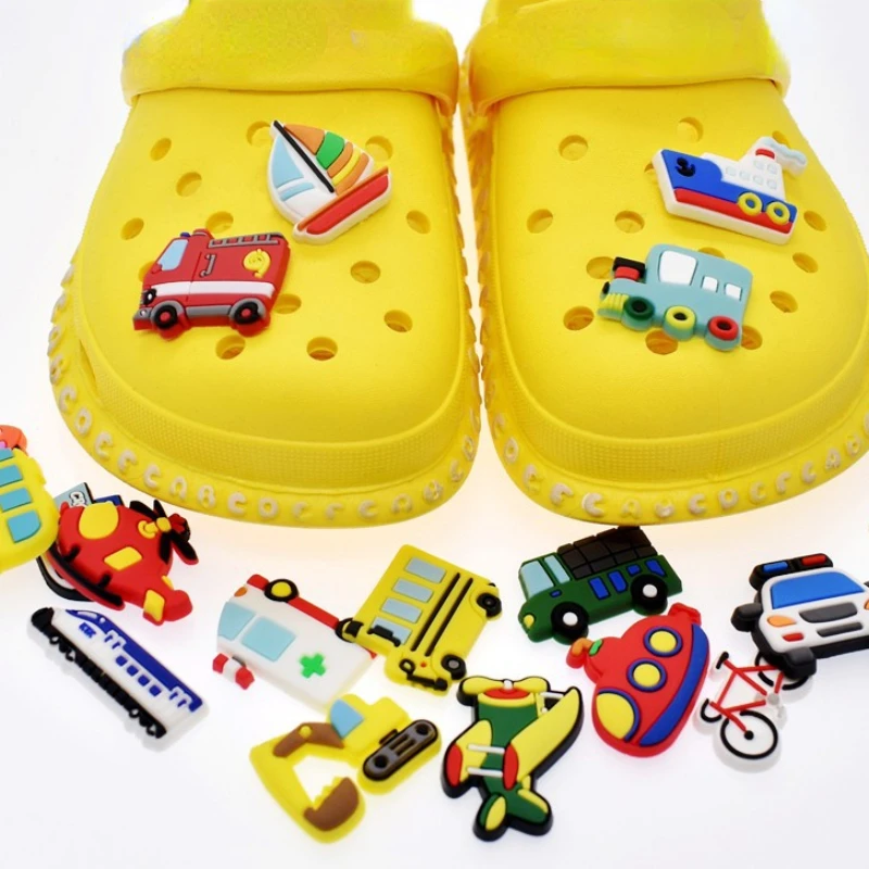 22PCS Shoe Charms for Croc Charms PVC Cute Cartoon Vehicle Shoe Decoration Pins Shoe Accessories Pack Jibz for Girl Boy gif