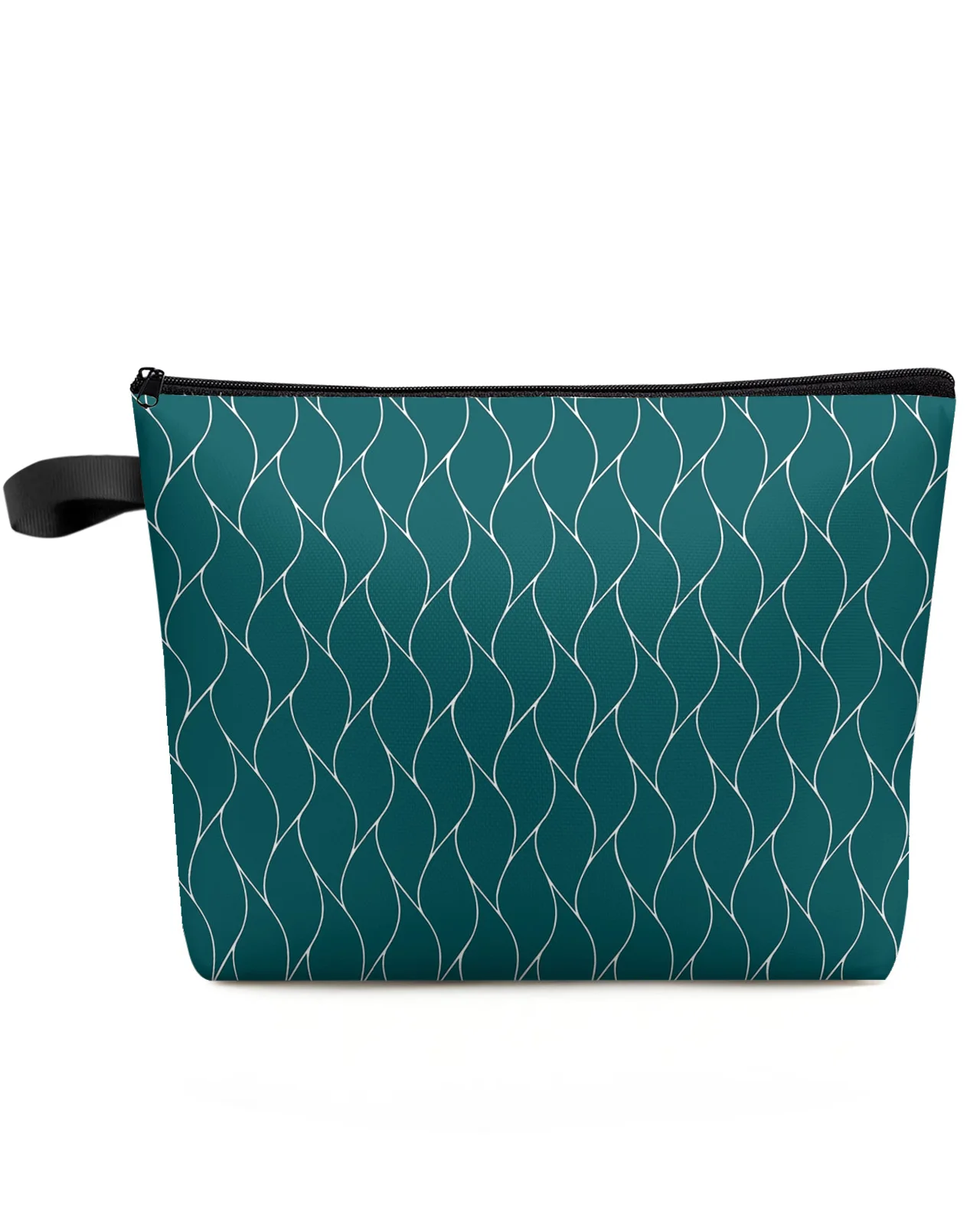 

Turquoise Color Wave Pattern Texture Makeup Bag Pouch Travel Essentials Women Cosmetic Bags Toilet Organizer Storage Pencil Case