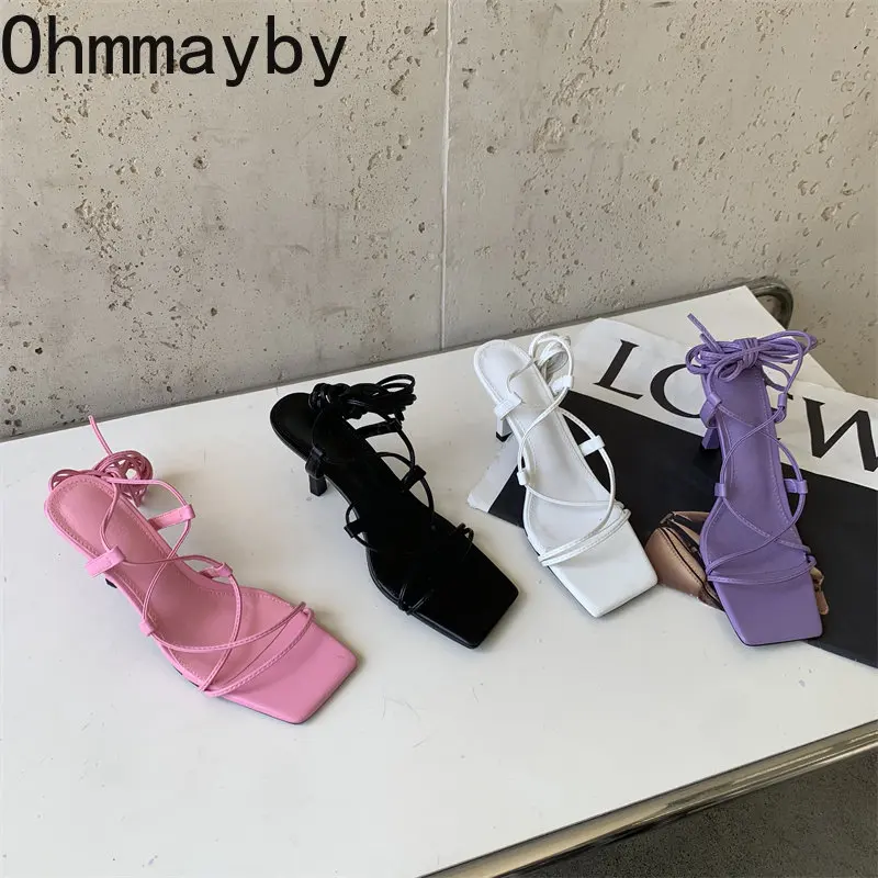 

Summer High Heel Women Sandal Fashion Narrow Band Gladitor Shoes Cross Strap Party Drees Pumps Shoes Open Toe Sandalias