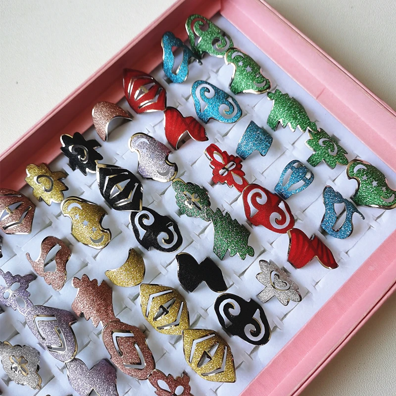 

30 шт. Оптовая Продажа Модные кольца для женщин разных цветов Набор стильных милых колец для костяшек металлические ювелирные изделия для де...