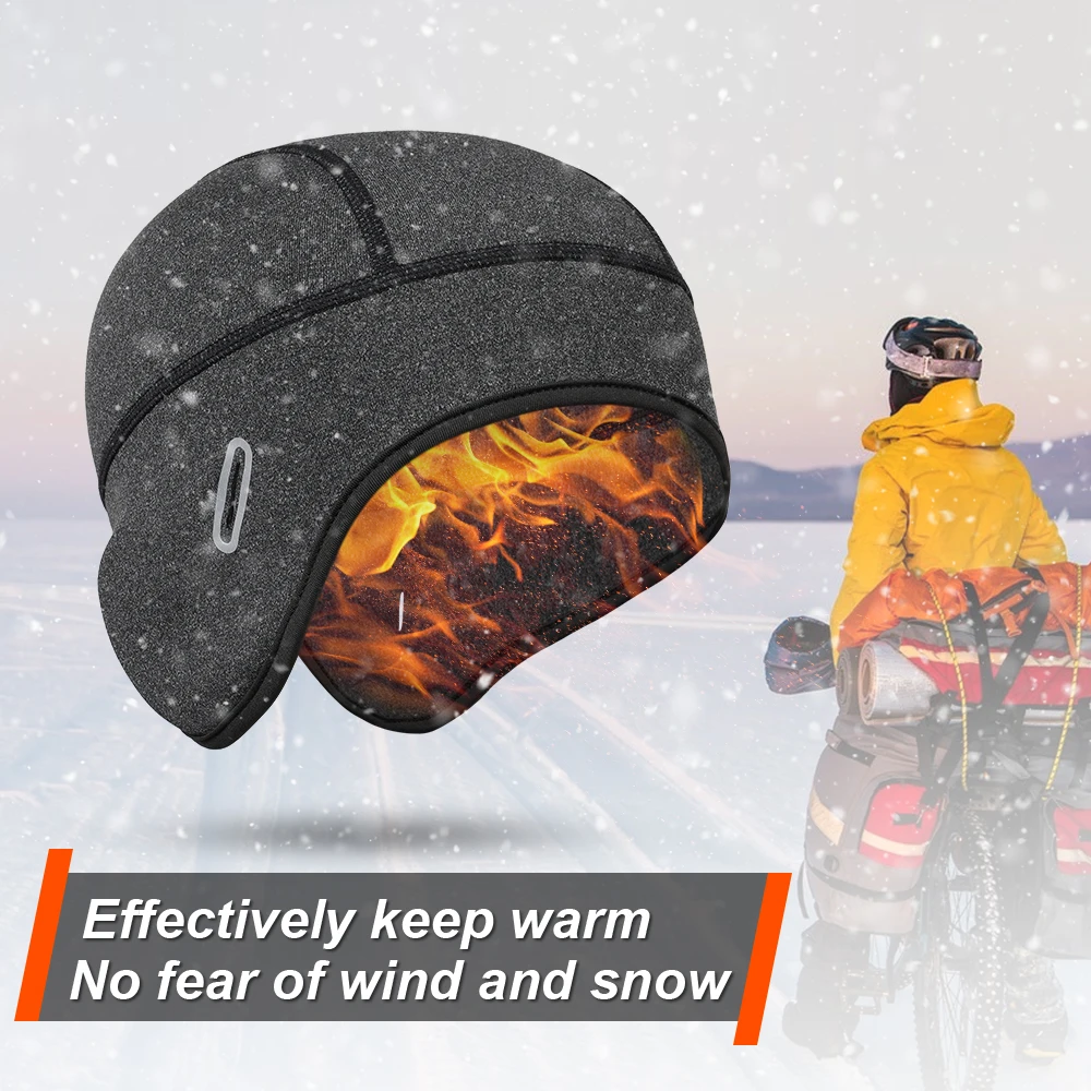Winter Helmet Lining Hat Thermal Windproof Running Sports Hats Soft Stretch Beanies Warm Ear Cover Hiking Cycling Ski Cap Men