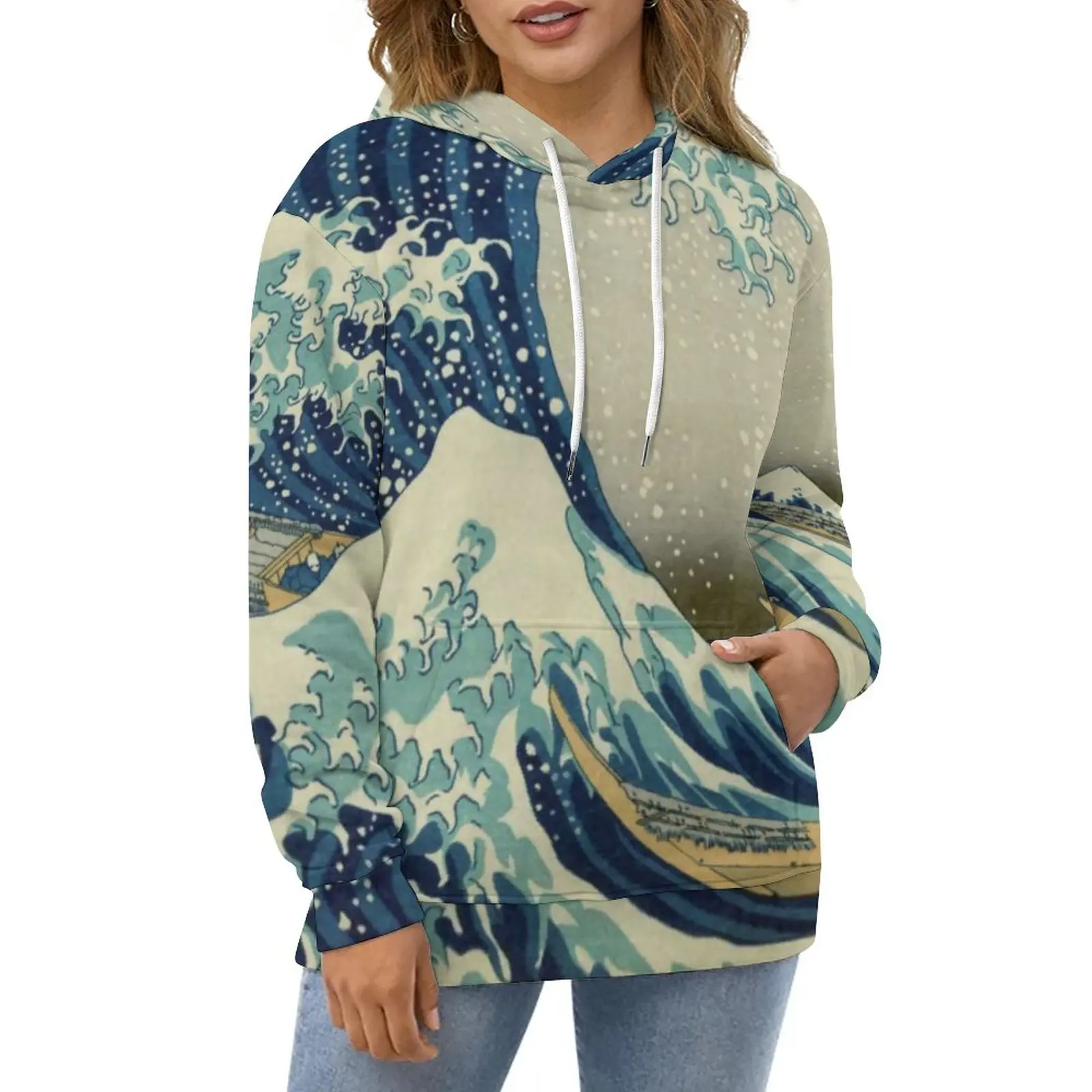 

Mountains Hoodies Women The Great Wave Off Kanagawa Harajuku Casual Pullover Hoodie Winter Long Sleeve Y2k Hooded Sweatshirts