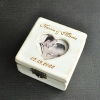 custom wedding ring box with photo wedding ring holder engraved vintage wooden ring bearer engagement ring box memory gift
