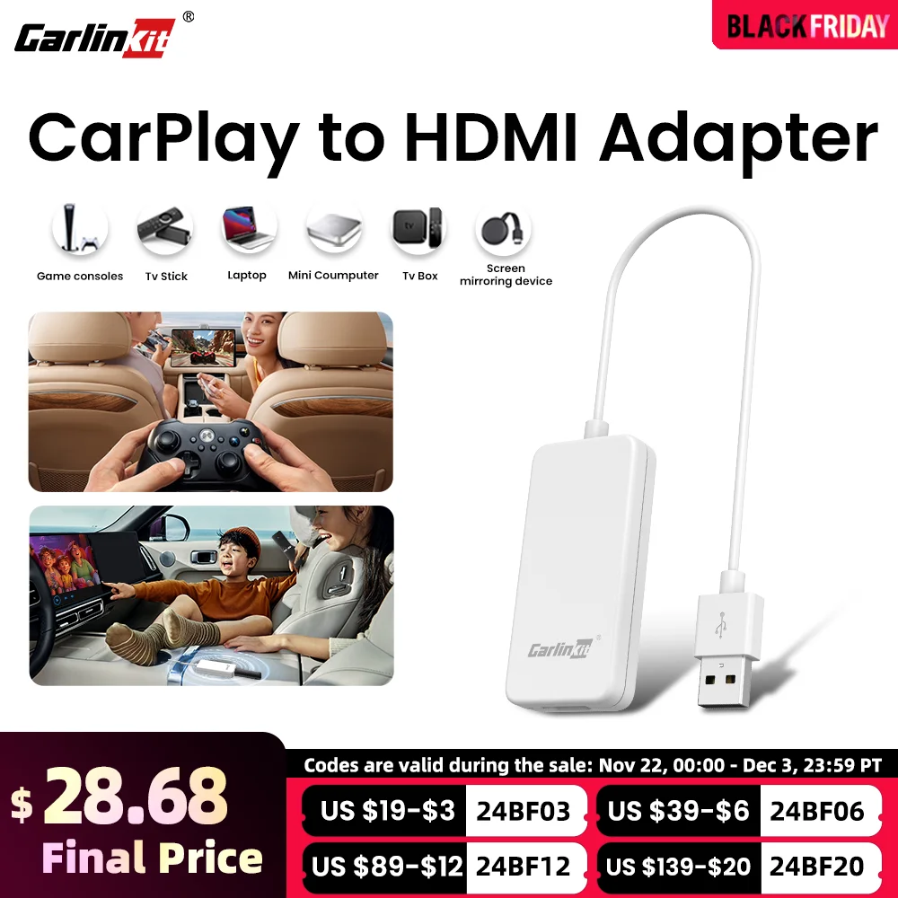 Адаптер Carlinkit HD2CP Carplay-HDMI для проводного Carplay Xbox Switch ТВ-Стик адаптер зеркального