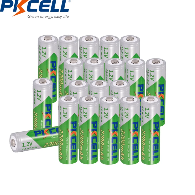 

20Pcs PKCELL 1.2V AA Rechargeable Battery Ni-MH 2200mAh Low Self-discharge Durable Battery for flashlight
