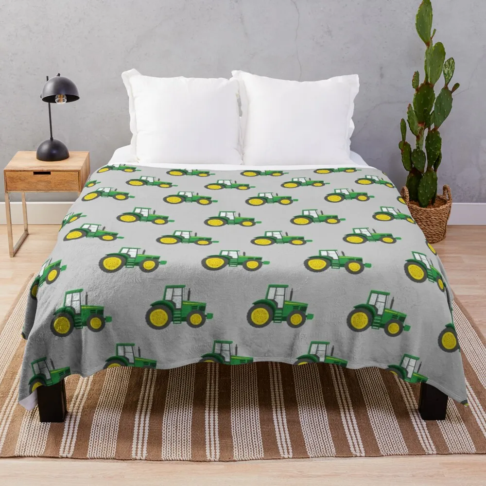

Green Tractors on Grey - Farming - Farm Themed Throw Blanket Nap Blanket