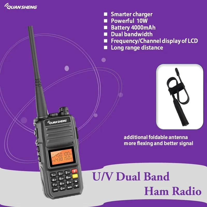 Walkie Talkie Long Range Walkie Tolkie Two Way Radio Rechargeable Dual Band Transceiver Woki Toki  VHF/UHF Portable Ham UV2 PLUS