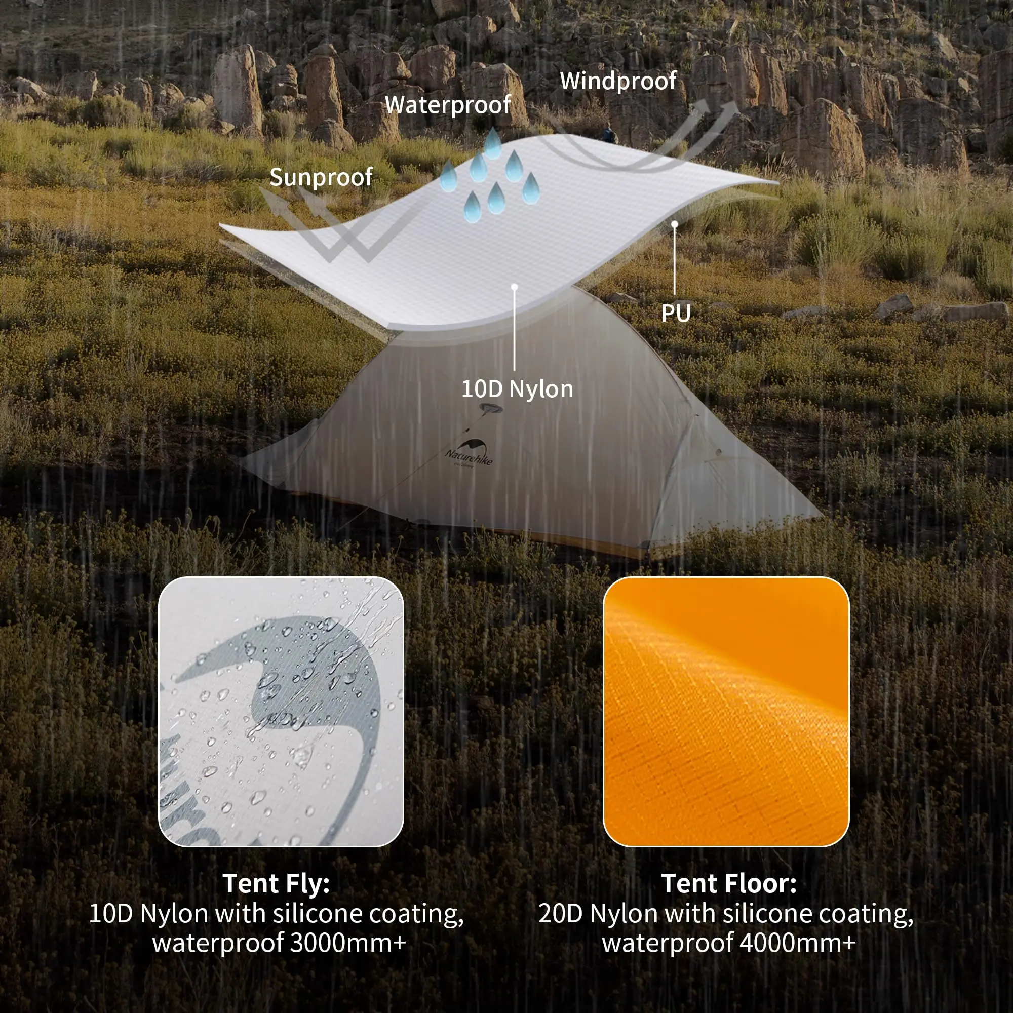 Нейлоновая палатка Naturehike Cloud Up 2 10D