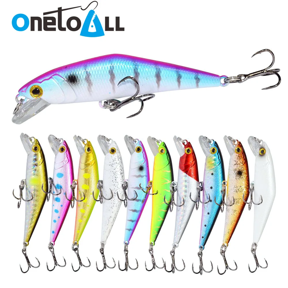 

OnetoAll 1PC 66mm 8g Bass Wobblers Trout Fishing Minnow Lure Hard Bait Artificial Jigging Carp Pike Swimbait Tackle Treble Hook