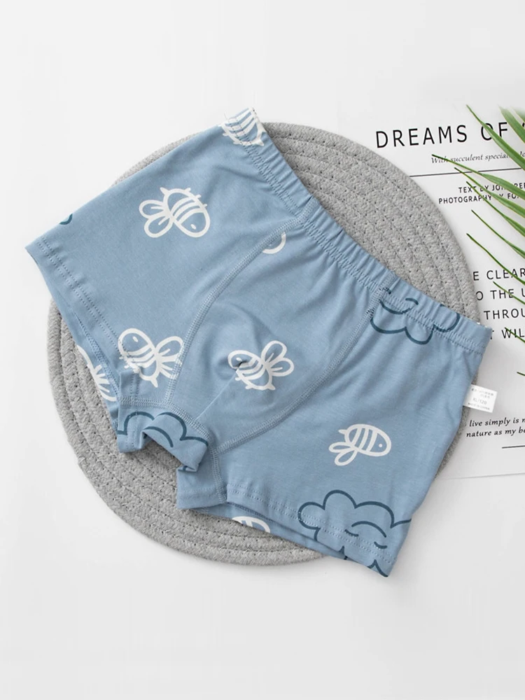LJMOFA 5pcs Boy Boxer Set Cute Printed Kids Pants Cotton Breathable Flat Underwear B121