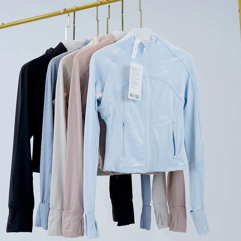 

Короткая женская куртка для йоги Lu, дышащая спортивная одежда с эластичным поясом на лето