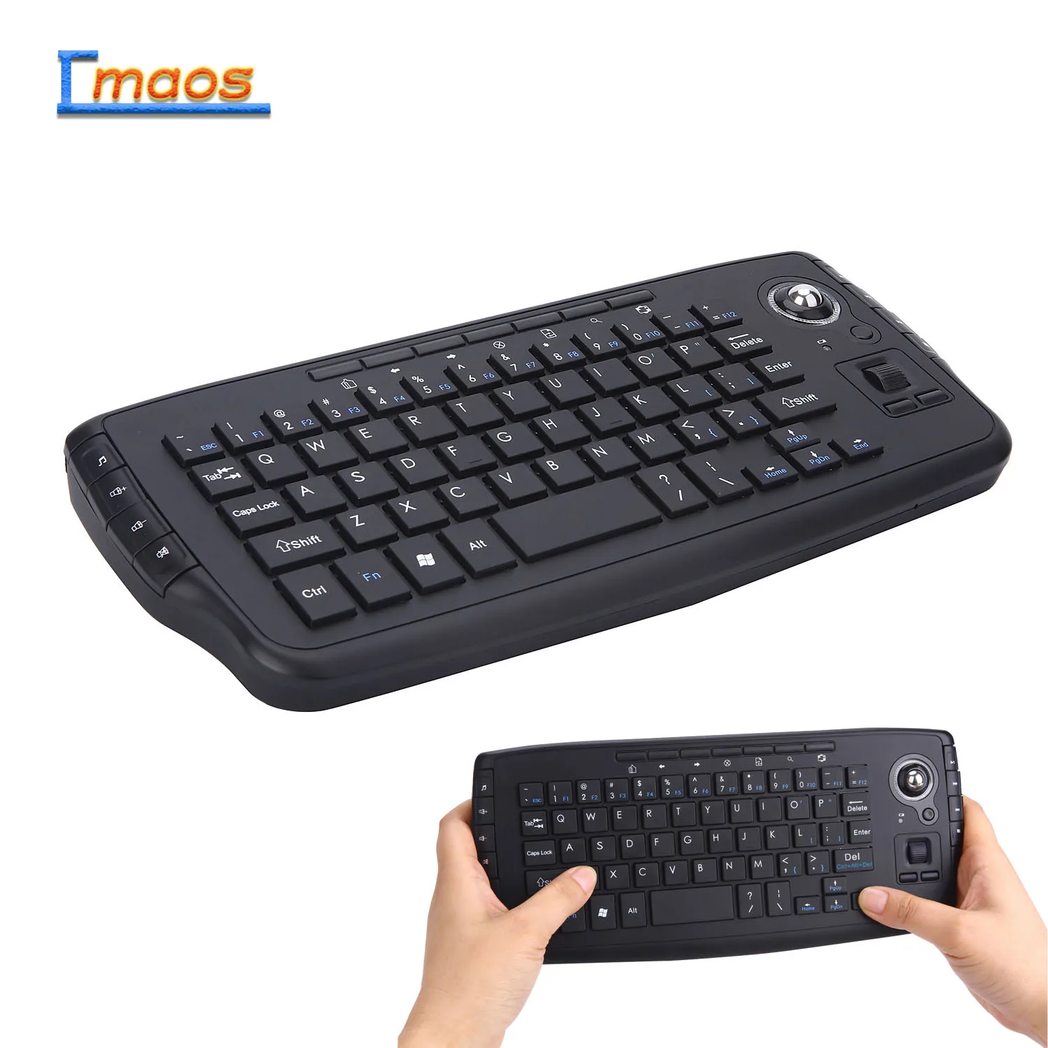 

Mini Hand Held WIRELESS KEYBOARD Portable Multi-function Gaming Keyboard Trackball Air Mouse For PC Laptop