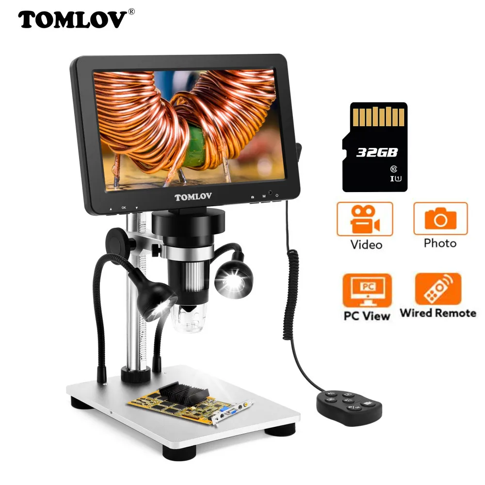 TOMLOV – Microscope numérique professionnel DM9  grossissement 1200x  écran LCD 7   affichage