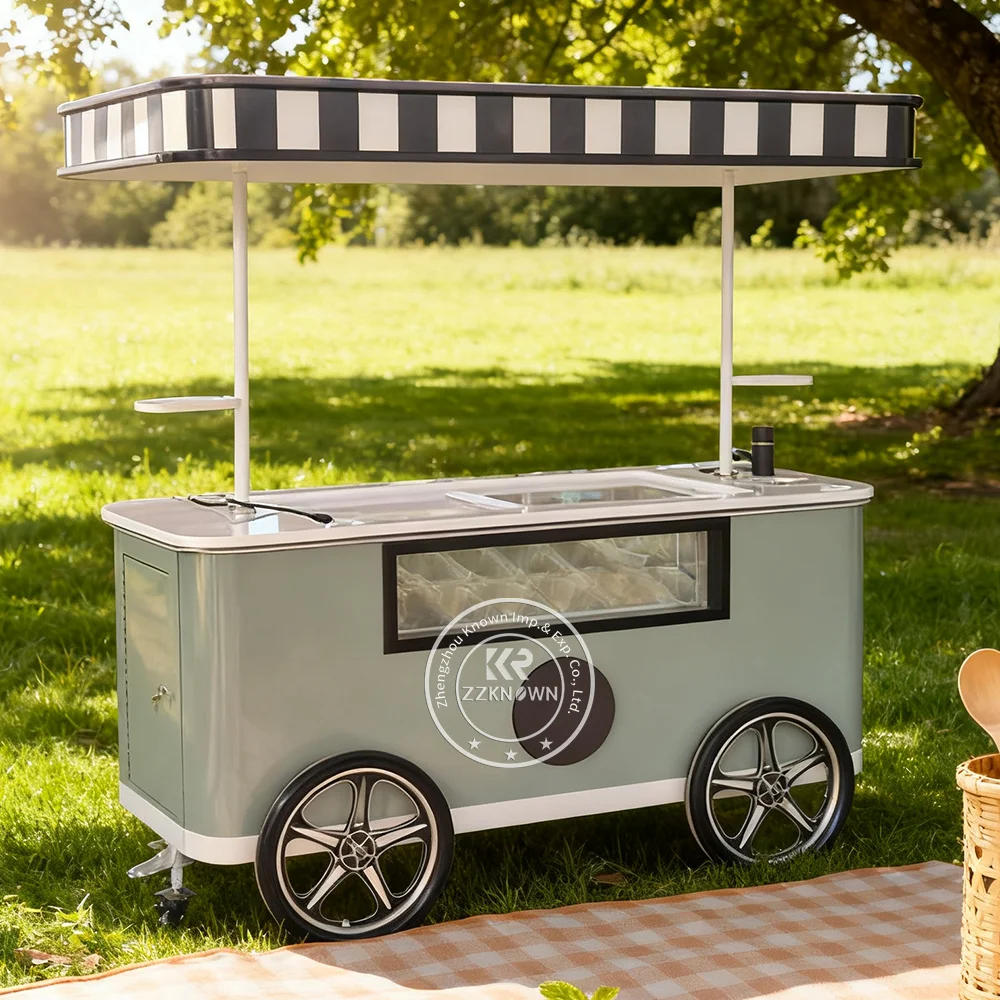 Фото Уличная итальянская ручная тележка для мороженого Gelato, мобильная тележка для еды, грузовик для еды с морозильной камерой №1