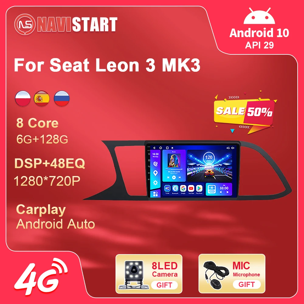 

Автомагнитола NAVISTART для Seat Leon 3 MK3 2012-2020, автомагнитола, навигация, GPS, мультимедийный видеоплеер, GPS, стерео, 2din, 2 din, DVD