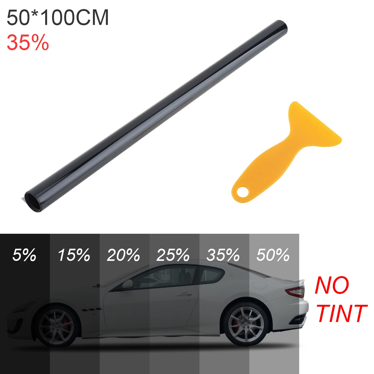 

50 x 100CM PVC Thickening Antiwear Car Curtain Windshield Sun Shade UV Protection Side Window Film VLT Solar Sticker