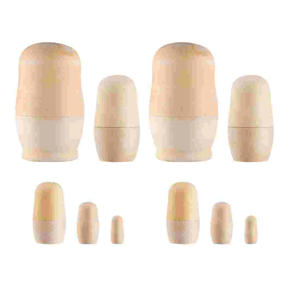 

2 Sets Blank Matryoshka Child Wood Toy DIY Wooden Models Lovely Ornament