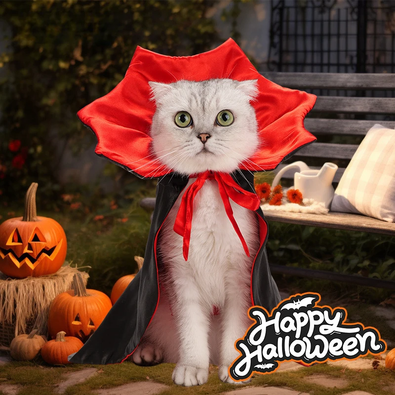 

Pet Halloween Costumes Cat Vampire Cloak, Funny Dog Witch Clothes for Small Medium Dogs Cats Puppy
