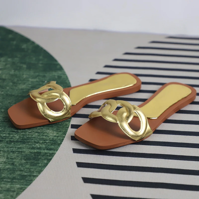 Z Brand Fashion Flat Bottom Women's Sandals Breathable Design Summer Beach Slides Shoes Gold Black Comfortable Outside Slippers