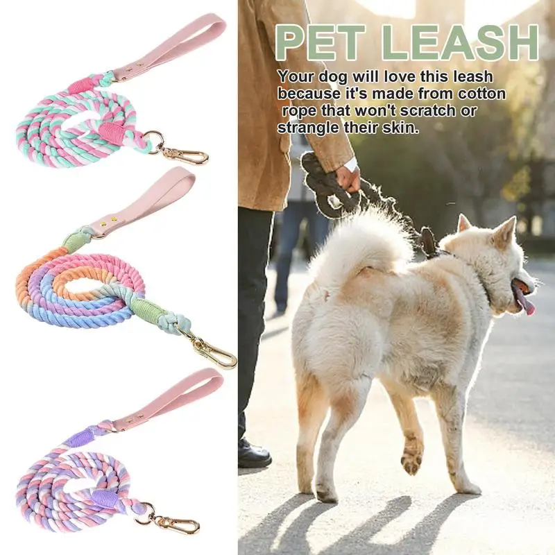 

Heavy Duty Dog Leash Training Rope Durable Pet Traction Rope With Comfortable Handle Colorful Cat Harness And Leash Pet Supplies