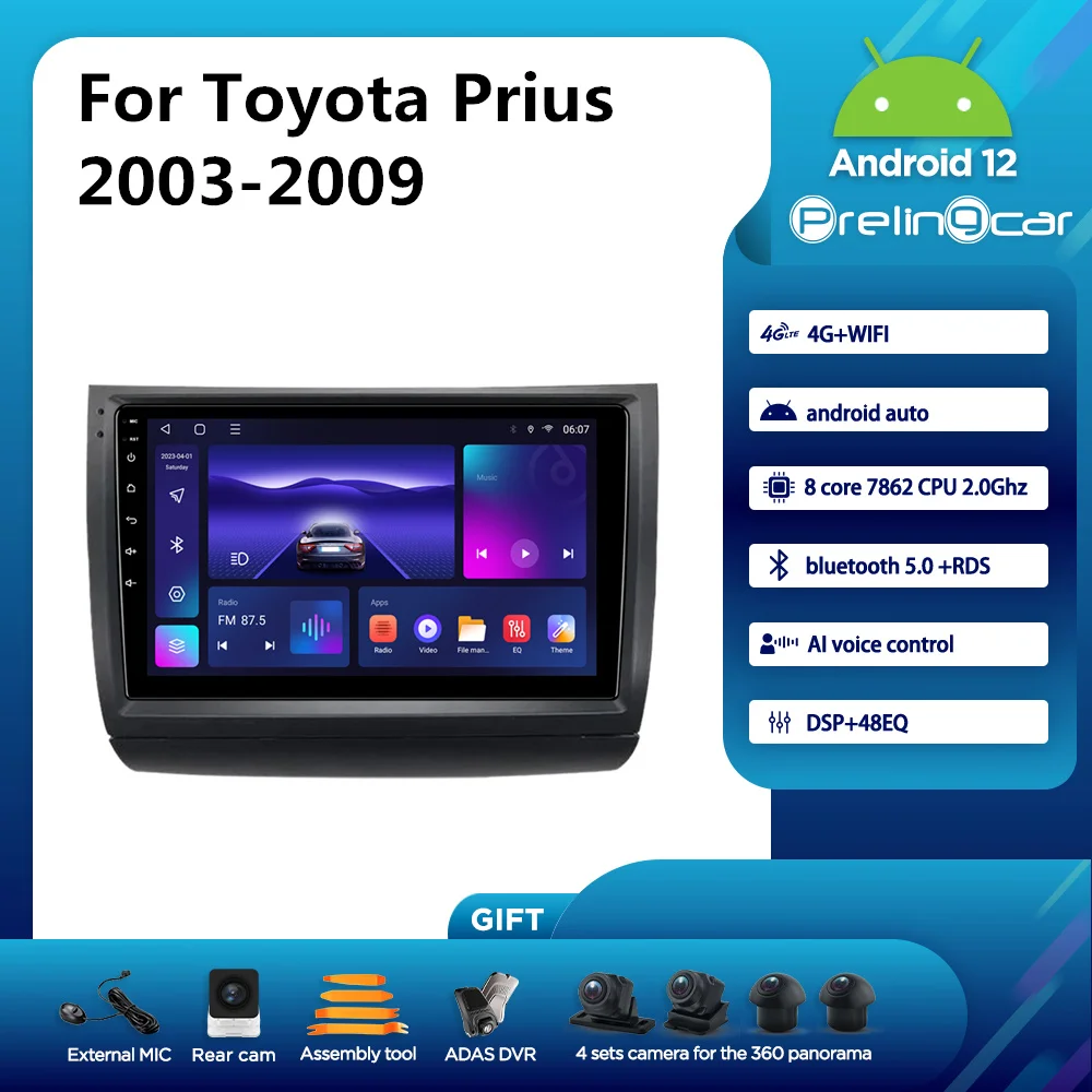 

Android 12 DTS Sound For Toyota Prius 20 2003-2009 Years Navigation Multimedia Car Player Radio 2Din Stereo Bluetooth 48EQ