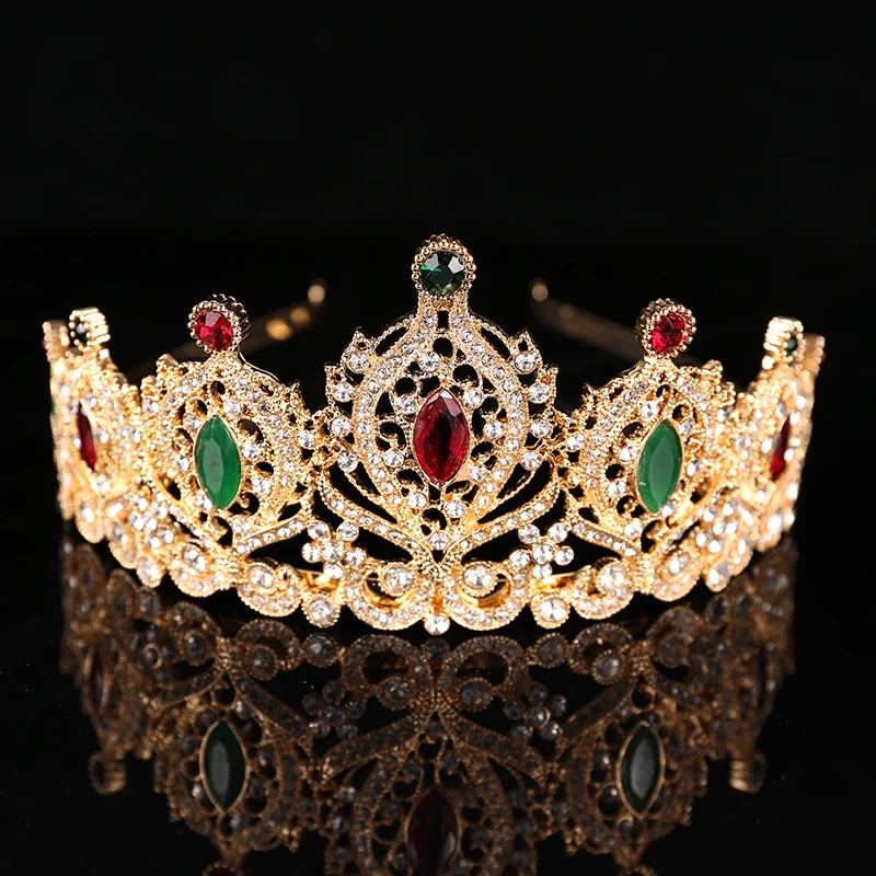 

Марокканская модная свадебная металлическая тиара, свадебные аксессуары для волос, корона принцессы золотого цвета, Арабская Женская бижу...