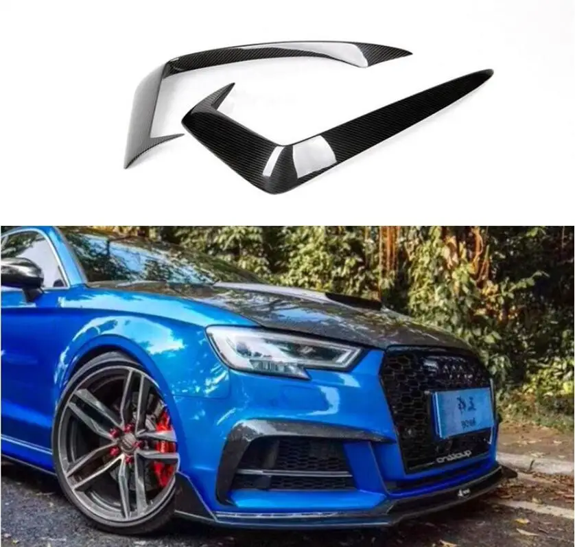 

Carbon Fiber Front Bumper Lip grille Splitters Aprons Fog light Cover For AUDI A3 S3 SLINE 2017 2018 2019 2020 2021