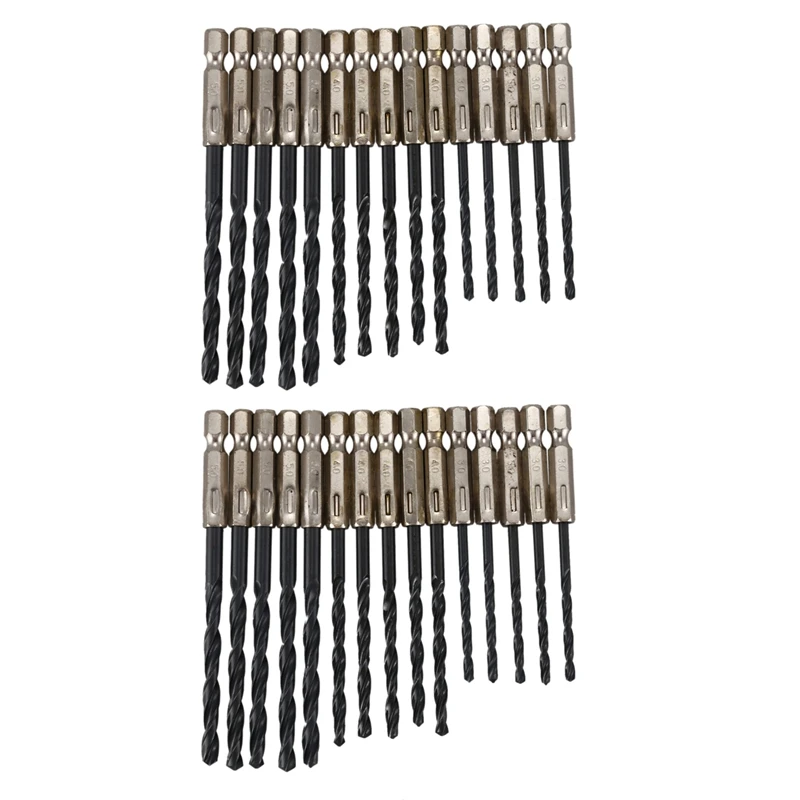 

30 Pcs High Speed Steel Titanium Coated Drill Bits Set 3 4 5 Mm Hex Shank
