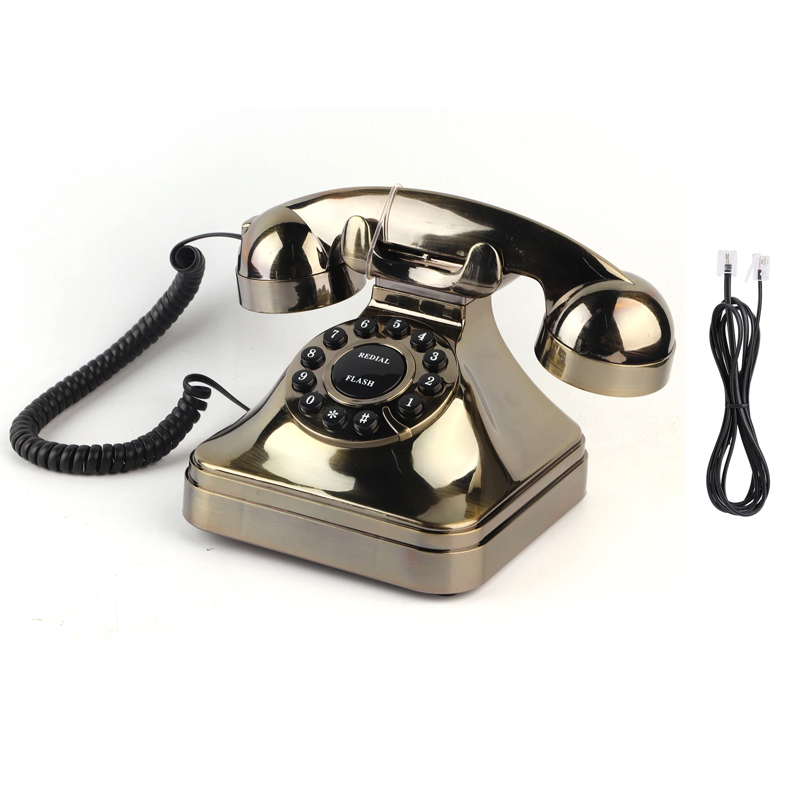 

WX-3011# Antique Bronze Telephone Vintage Landline Phone Desktop Caller Home Office