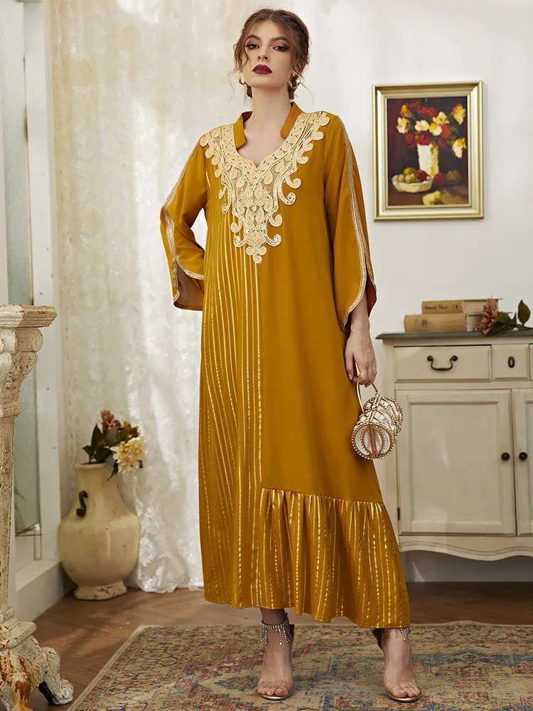 

TOLEEN Women Chic Elegant Maxi Long Dresses 2022 Luxury Embroidery Sequin Abaya Arabic Turkey African Evening Party Robe Vestido