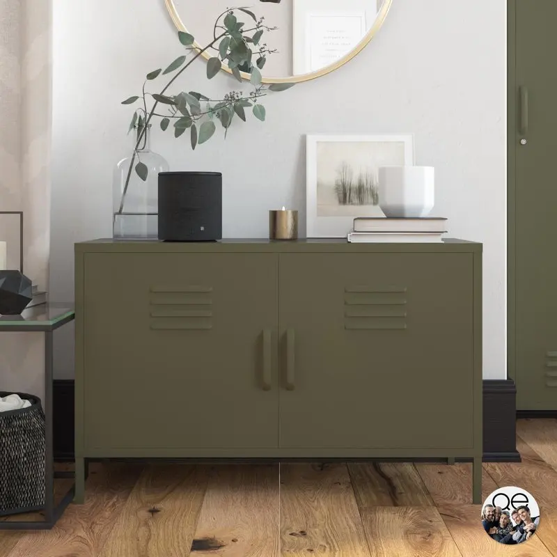 

2 Door Metal Locker Cabinet, Olive Green