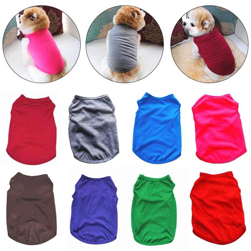 

Cheap Dog Clothes Summer Pure Color Cotton Puppy Shirt Plain Doggy Vest Cat Bottoming T-Shirts For Chihuahua Bulldog Teddy Koki