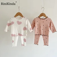 rinikinda 2022 autumn baby pajamas sets cute polka dot cotton sleepwear for girls kids pajamas for baby girls outfits clothes