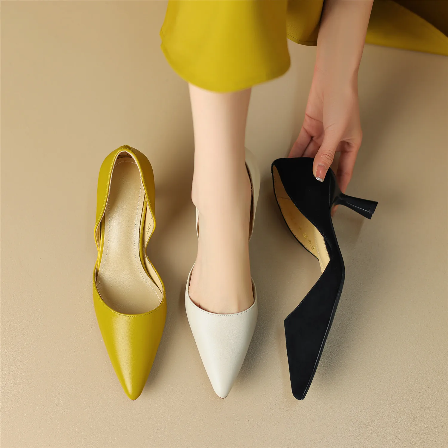 Women Pumps 2023 New Luxury All Genuine Leather High Heel Pointed Toe Slip-on High Quality Handmade Party Office Lady Shoes