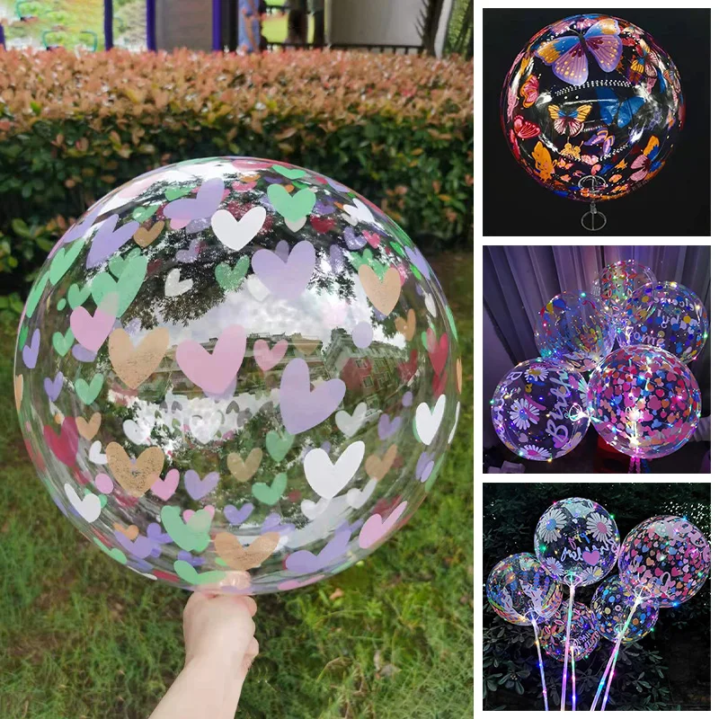 

1Pcs 20cm Transparent PVC Printed Bobo Balloons Helium Balloon for Wedding Birthday Party Baby Shower Scene Decoration Ballons