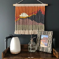 creative hand woven bohemian tapestry boho wall hanging macrame tassel landscape background wall mural home room decoration