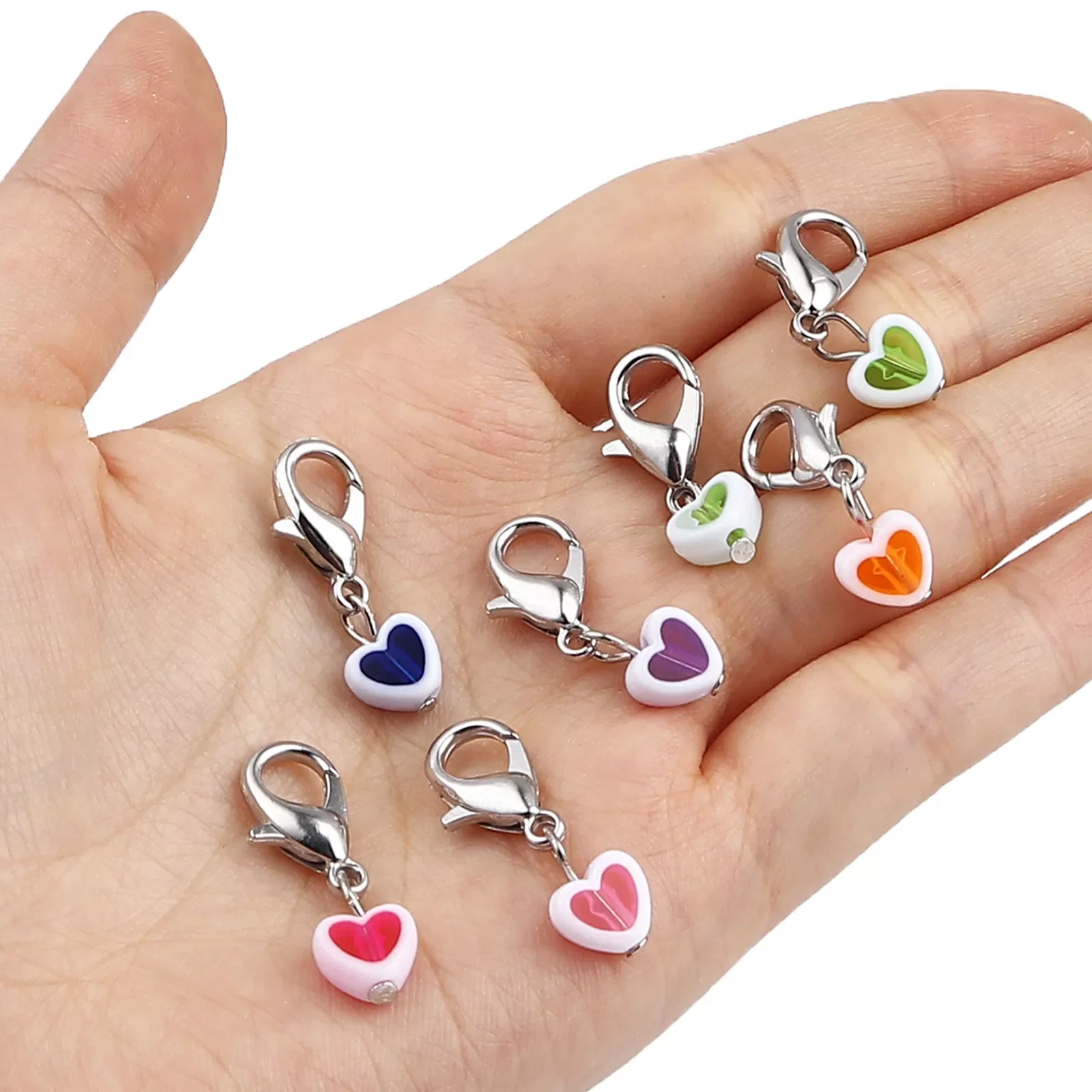 

PCs Pearlized Round Heart Knitting Stitch Markers For Knitting Tools Zinc Based Alloy & Acrylic Silver Color At Random Color