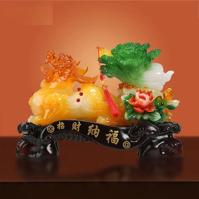 

[Clearance] Money Drawing Pi Xiu Jade Cabbage Decoration Home Living Room Office Table Decorative Crafts Opening Gift