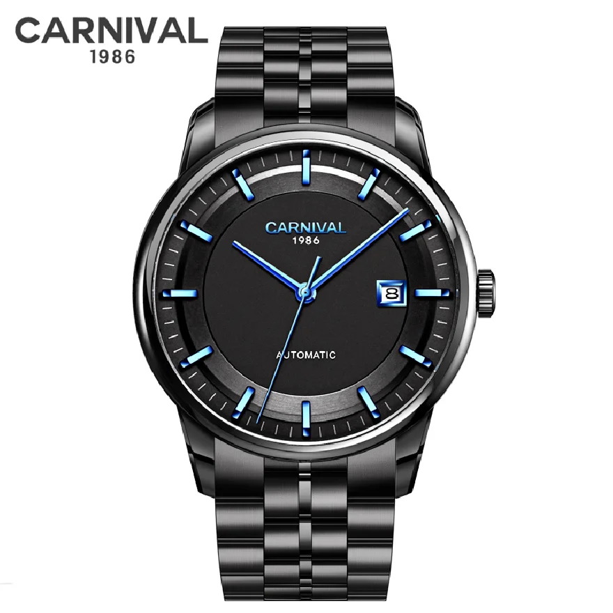 

CARNIVAL Watch For Men MIYOTA Automatic Mechanical Watch Top Brand Luxury Sapphire Crystal Watch Black Steel Sport Montre Homme
