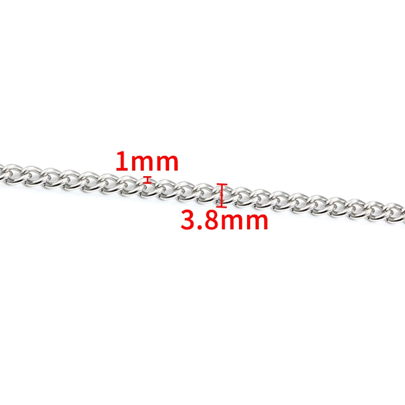 Width 3.8mm Stainless Steel Side Chains Jewelry Making Supplies Accessories DIY Men Women Necklace Bracelet Metal 1Meters NoFade