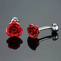 1 pairs high quality cufflinks rose champagne four leaf clover cuff links for mens french shirt cuffs button wedding jewelry